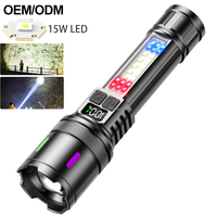 Lampe torche tactique en alliage d'aluminium pour la défense personnelle, haute luminosité, rechargeable avec batterie et zoom