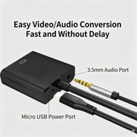 1080P Video-Audio-Konverter Adapter 3,5mm Audio-Buchse Micro-USB-Betriebene Video-Konvertierungsbox für TV Monitor Projektor