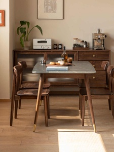 เก้าอี้รับประทานอาหารไม้เนื้อแข็งสีวอลนัทแบบนอร์ดิกเก้าอี้เดี่ยวสำหรับห้องครัวห้องเรียนที่บ้านห้องรับประทานอาหารห้องนั่งเล่น - Product Image 6