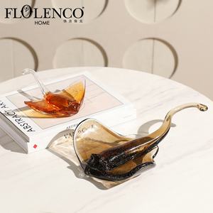 Para Flolenco <span class=keywords><strong>Glass</strong></span> Devil Fish Estatua Adornos para la decoración del hogar Interior Mesa Gabinete Estudio Decorativo Stingrays Escultura Océano - Product Image 1