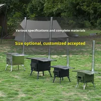 Poêle d'extérieur professionnel Luling HX420H en acier au carbone, poêle à bois pour le camping hivernal, haute puissance calorifique avec cheminée