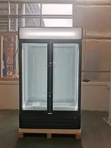 Thương mại mềm uống mát đôi Glass Door Cooler hiển thị thẳng đứng tủ lạnh