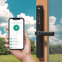 Serrure de porte intelligente Tuya avec empreinte digitale WiFi, étanche d'un côté, avec caméra PST-F5 Pro-TY