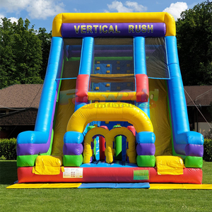 Dual lane kids outdoor party jumping bouncy castle toboggan gonflable vertical rush <b>inflatable</b> obstacle course slide - Product Image 1