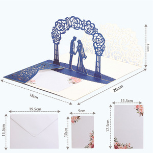 2023 luxe feuille d'or personnalisé 3d <span class=keywords><strong>pop</strong></span> up cartes Bourgogne rose invitations de mariage enveloppe pour douche nuptiale mariage - Product Image 3