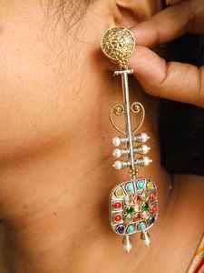 Pendientes de Cachemira de alta calidad con pendientes de cadena de oreja desmontables para mujer hechos a mano acabado antiguo joyería antideclaración - Product Image 3