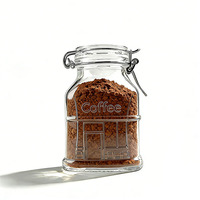 Nouveau design – Pot en verre de 400 ml en forme de maison de café avec couvercle à clip pour café instantané lyophilisé et bonbons