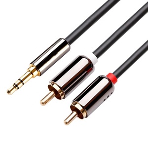 Phonekotech — connecteur métallique Premium 24K plaqué or, 3.5mm, stéréo mâle à 2RCA mâle Aux, câble de séparation Audio, pour voiture <span class=keywords><strong>iphone</strong></span> MP3/4 - Product Image 1