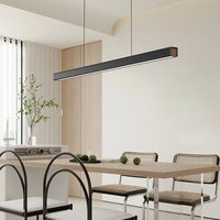 Lampe suspendue italienne moderne de luxe noire à hauteur réglable, lustre de plafond minimaliste long, installation facile, salle à manger, cuisine