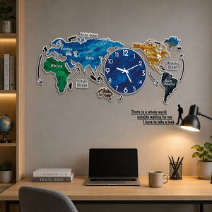 Source Factory Customizes Large-scale Home Decoration Art Designsilent World Map Decoration for Living Room,<strong>office</strong> Wall <strong>Clock</strong> 3D - Product Image 6