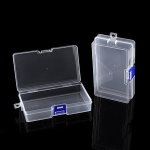Caja de almacenamiento de plástico transparente, 14,6x8,6x3,5 cm, con cierre azul, para herramientas de pesca y piezas pequeñas, organizador de escritorio, Unisex - Product Image 1