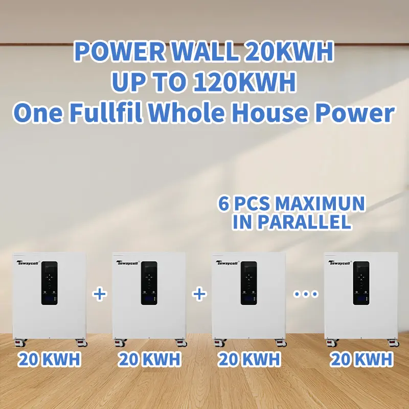 Tewaycell Built in 10KW Inverter 51.2V 400Ah Lithium Battery Pack 20KWH LiFePO4 Mobile Solar Energy Storage System