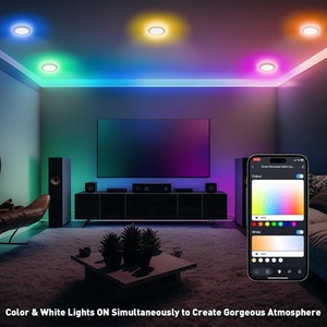 Panneau lumineux LED intelligent bicolore transfrontalier 6 pouces, lot de 6, RGBCW, pleine couleur, compatible Alexa, Google et Siri, intensité variable, certifié ETL - Product Image 3