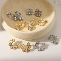 Boucles d'oreilles clous en forme de feuille incrustées de strass, style Ins, préférées des célébrités d'Internet, luxueuses, haut de gamme, en tungstène plaqué or 18 carats