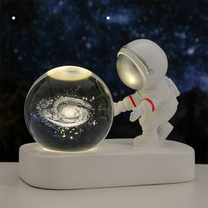 Decorativo 3D sistema luminoso sfera di cristallo ornamenti luci notturne solari galattiche vetro decorativo artigianato globo - Product Image 3