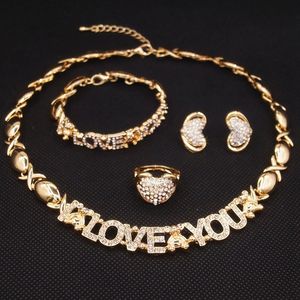 Yulaili mode bijoux baiser et câlin ensembles de bijoux plaqué or femmes je t'aime conception Costume accessoires cadeau de fête d'anniversaire - Product Image 3