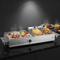 DanFuQi Plaque de cuisson électrique de comptoir en acier inoxydable de qualité supérieure personnalisée avec friteuse double à réservoirs 3KW+5KW pour cuisine commerciale