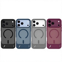 Magnetische telefoonhoes voor iPhone 18 Pro Max met geïntegreerde verborgen standaard, draadloos opladen, schokbestendige beschermhoes