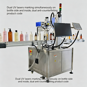 Máquina de Marcado Láser Doble para Imprimir Información en la Botella Exterior y Código de Serie Interno para Marcas Antifalsificación y Trazables en Envases de Cosméticos - Product Image 1