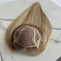 6x7 Base de seda Topper con 100% cabello virgen europeo tupé de ondas profundas para mujeres Rubio Balayage pelo judío Topper