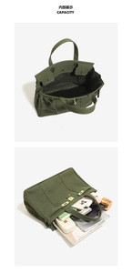 Borsa da Viaggio Grande Strutturata e Resistente di Marca di Moda, Borsa Tote Quadrata in Tela Organica con Chiusura a Lucchetto, Lussuosa Borsa da Donna - Product Image 4