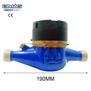 BWVA DN15 190mm Longitud AWWA Estándar R80 NPT Rosca Multi Jet Medidor de agua de latón para el mercado sudamericano