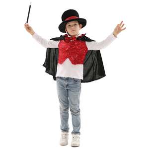 Divertido Disfraz de <span class=keywords><strong>Mago</strong></span> para Niños, Disfraz de Halloween para Niños, con Top Negro de Poliéster, Unisex, Cómodo, para TV y Cine - Product Image 1