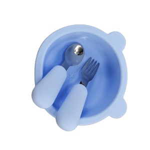 Wholesale Toddler Dinnerware <b>Set</b> Silicone Kids Bowl Spoon <b>Microwave</b> Safe Child Friendly Durable Cartoon Design - Product Image 5