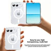 Coque de téléphone anti-chute transparente en TPU PC avec charnière magnétique pliable et bords doux, motif animal mat pour iPhone Duo et Apple 18 Duo