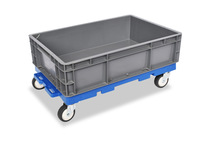 Chariot en plastique de chariot à plate-forme de transport d'entrepôt durable résistant de forte capacité avec des roues pour le chariot mobile de main de caisse