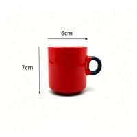 Mini tasse à expresso rouge de 4,5 oz avec poignée noire, petite tasse à cortado