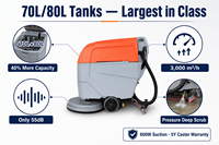 Autolaveuse autoportée 520 mm 3000 m²/h |   Réservoirs 70L+80L 24V100Ah 5H |   Nettoyeur de sol électrique à faible bruit (55 dB)
