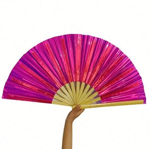 Custom Logo Large PVC <b>Handheld</b> <b>Fan</b> Bamboo Crafts for Wedding Parties - Product Image 2