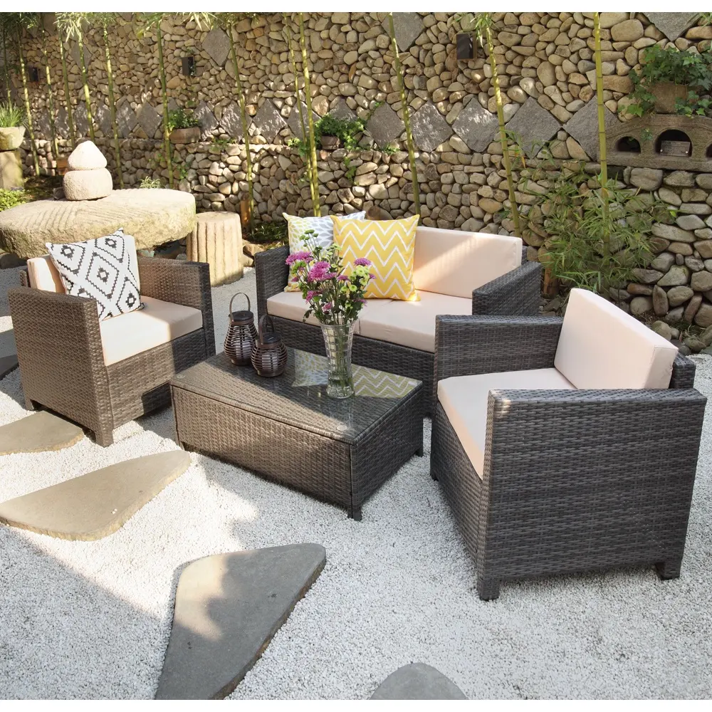 4 adet eğlence KD tasarım bahçe setleri açık Rattan mobilya