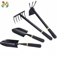Kit d'outils de jardinage robuste en acier au carbone avec poignée en éponge antidérapante, comprenant un manche à main, un râteau, une houe et une pelle à plantes, Corée