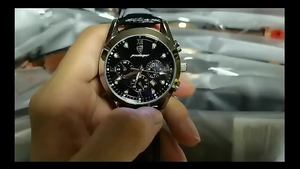 Montre POEDAGAR 820, chronographe décontracté pour homme, acier inoxydable, bracelet en cuir, montre-bracelet de style business, mouvement à quartz, aiguilles lumineuses - Product Image 3