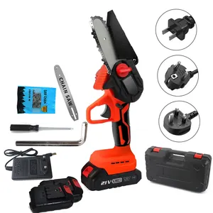 4 in 6inch 8 inch wood rechargeable power Li-ion battery operated hand cordless mini electric chain saw for trees