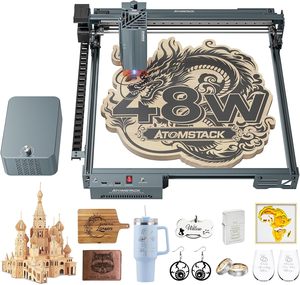 AtomStack 48W Láser A40 <span class=keywords><strong>PRO</strong></span> V2 con Asistencia de Aire Automática, Máquina de Grabado Láser para Madera, Piedra, Metal, Acrílico, Cuero y Joyería - Product Image 1