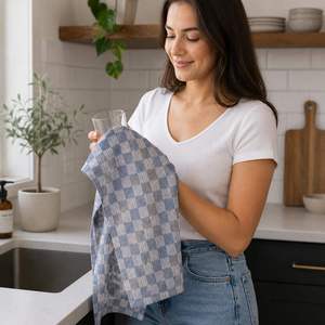 Serviette de bain en coton gris de qualité supérieure, motif tissé à carreaux, douce, absorbante, légère, séchage rapide, pour hommes et femmes, 156 x 76 cm - Product Image 3