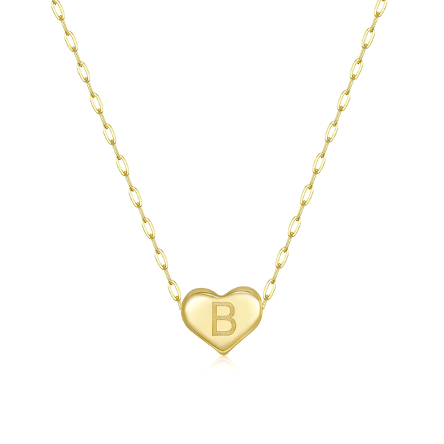 Wholesale Women a to Z Necklace with Heart Initial Letters,mini Engraving Letter Pedant B M H S Initial Woman Necklace Charm