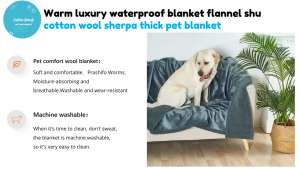 ผ้าสักหลาดขนแกะหนาสำหรับสัตว์เลี้ยงสีดำหรูหราผ้าสักหลาดขนแกะอบอุ่นกันน้ำ - Product Image 4
