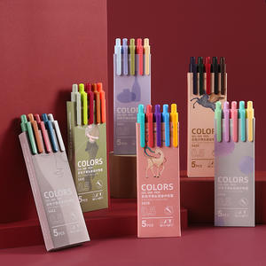 ปากกาหมึกเจลเติมได้5ชิ้น/กล่องสีสไตล์ย้อนยุคขนาด0.5มม. ปากกาเจลสีพับเก็บได้ - Product Image 3