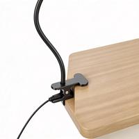 Lampe de bureau LED à pince alimentée par courant alternatif Max10W, avec col de cygne flexible, lumière de lecture annulaire, intensité réglable
