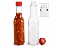 Vente directe usine – Bouteilles en verre rondes vides pour sauce tomate et sauce piquante (3oz, 5oz, 8oz) avec bouchons noirs et rouges pour cuisine et barbecue