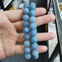Bracelet en aquamarine 8-10 mm, bracelet en pierres précieuses pour homme et femme, bracelet extensible en cristal de guérison, unisexe