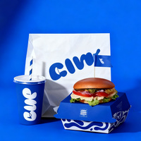 Boîte à hamburger en papier recyclé biodégradable personnalisée, avec laminage mat et gaufrage, pour frites et ailes de poulet à emporter