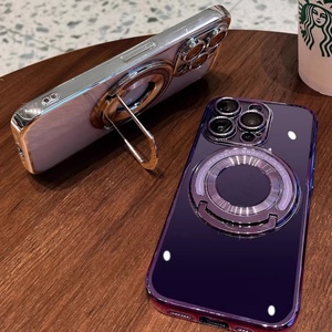 เคสโทรศัพท์เคลือบเงาแบบมีขาตั้งวงแหวนหมุนได้ 90 องศา ดีไซน์หรูหรา สำหรับ iPhone 12 13 14 15 16 Pro Max  แบบนิ่ม - Product Image 5
