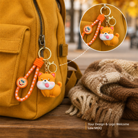 Groothandel Schattige Zachte PVC Honden Charm Sleutelhanger Bulk Tas Aanhangsel Party Favoren Aangepaste Logo Cadeau voor Kinderen Speelgoed Sleutelhanger
