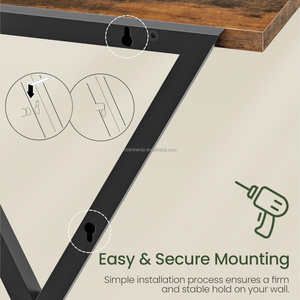 Set di Mensole Galleggianti a Doppio Livello in Acciaio <span class=keywords><strong>e</strong></span> Legno, Montaggio a Parete, Decorazione Fai-da-Te per Soggiorno, Camera da Letto, Bagno - Product Image 6