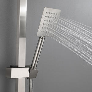 Robinet thermostatique monocommande en acier inoxydable 304 brossé, douchette carrée murale, barre coulissante, douche portable chaude et froide - Product Image 4